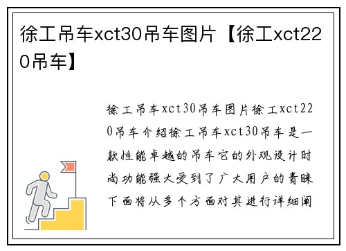 徐工吊车xct30吊车图片【徐工xct220吊车】